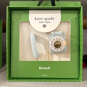 Kate Spade Blue and Gold Telephone Brooch